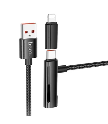 Дата кабель Hoco U135 Incredible 2in1 USB to Lightning/Type-C (1m) Black