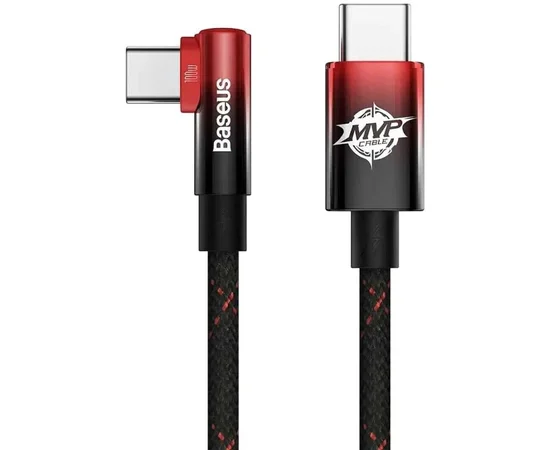 Дата кабель Baseus MVP 2 Elbow-shaped Type-C to Type-C 100W (1m) (CAVP000620) Black / Red