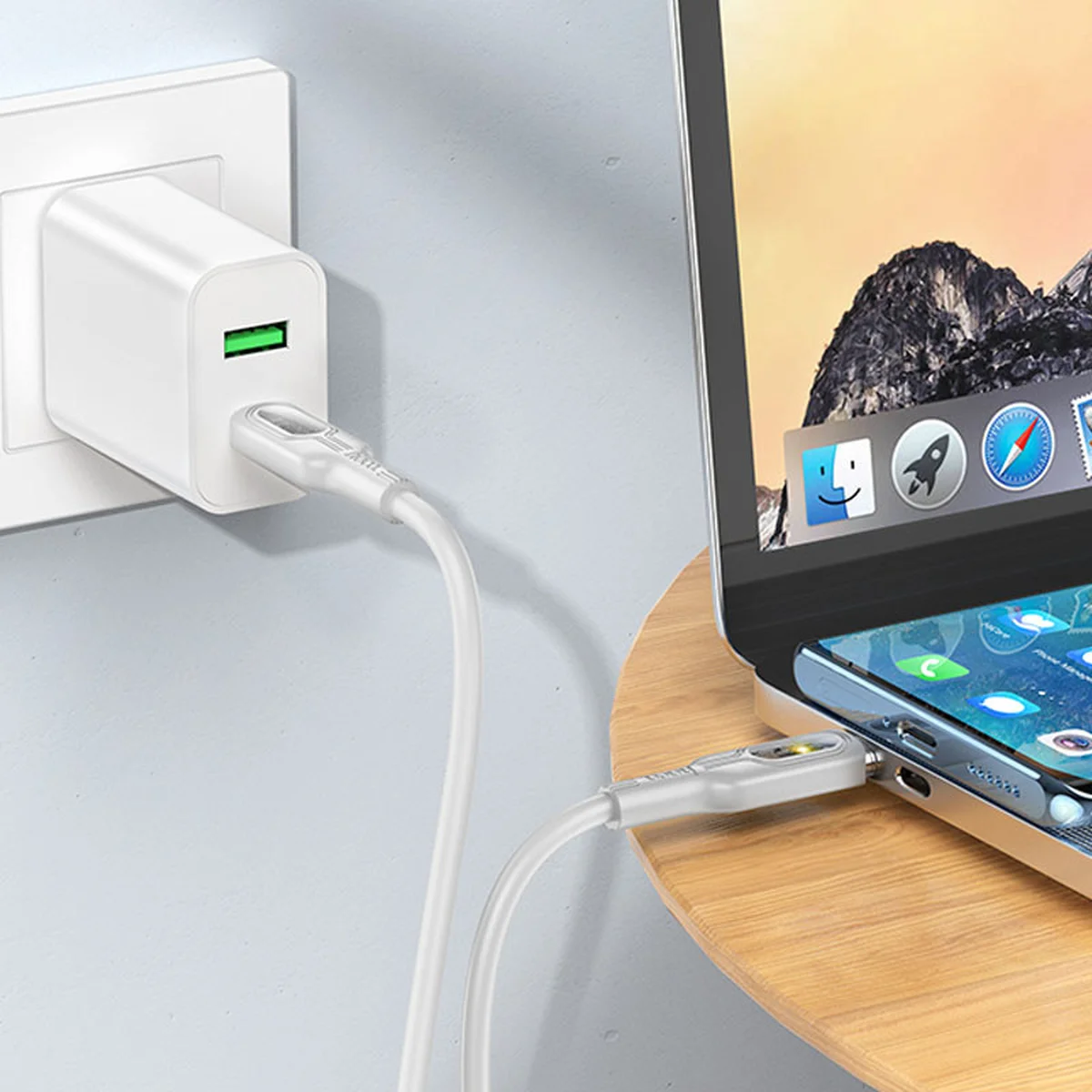 Дата кабель Hoco U120 Transparent explore intelligent power-off PD 60W Type-C to Type-C (1.2m) Gray