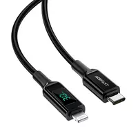 Дата кабель Acefast MFI C6-01 USB-C to Lightning zinc alloy digital display braided (1m) Black