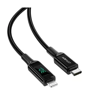 Дата кабель Acefast MFI C6-01 USB-C to Lightning zinc alloy digital display braided (1m) Black