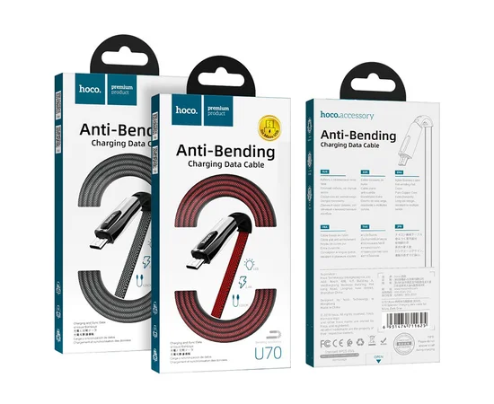Дата кабель Hoco U70 "Splendor" microUSB (1.2М) Черно - серый
