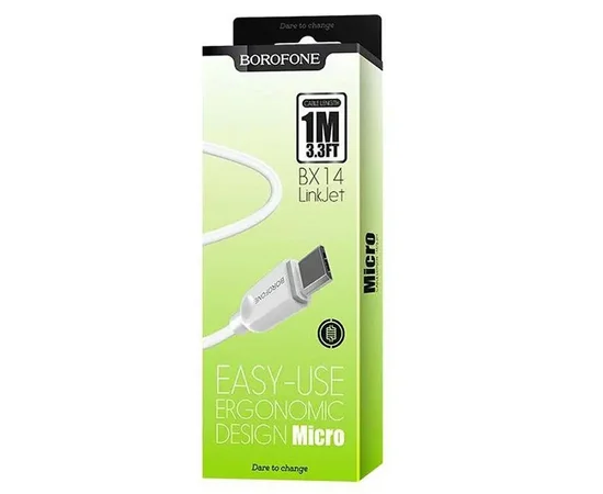 Дата кабель Borofone BX14 USB to MicroUSB (1m) Білий