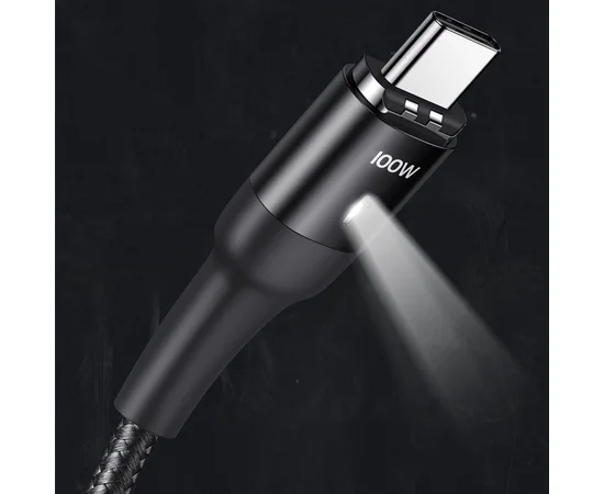 Дата кабель USAMS US-SJ466 U58 Type-C to Type-C 100W PD Fast Charge Magnetic Data Cable (1.5m) Черный