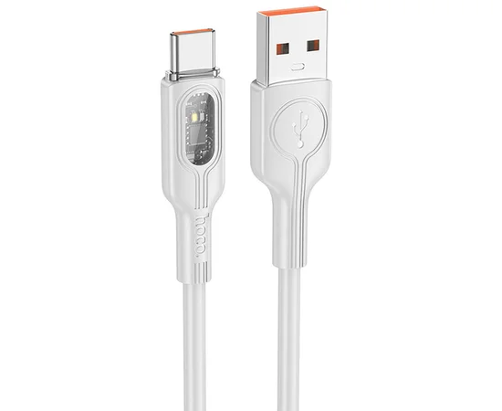 Дата кабель Hoco U120 Transparent explore Intelligent Power-off USB to Type-C 5A (1.2m) Gray