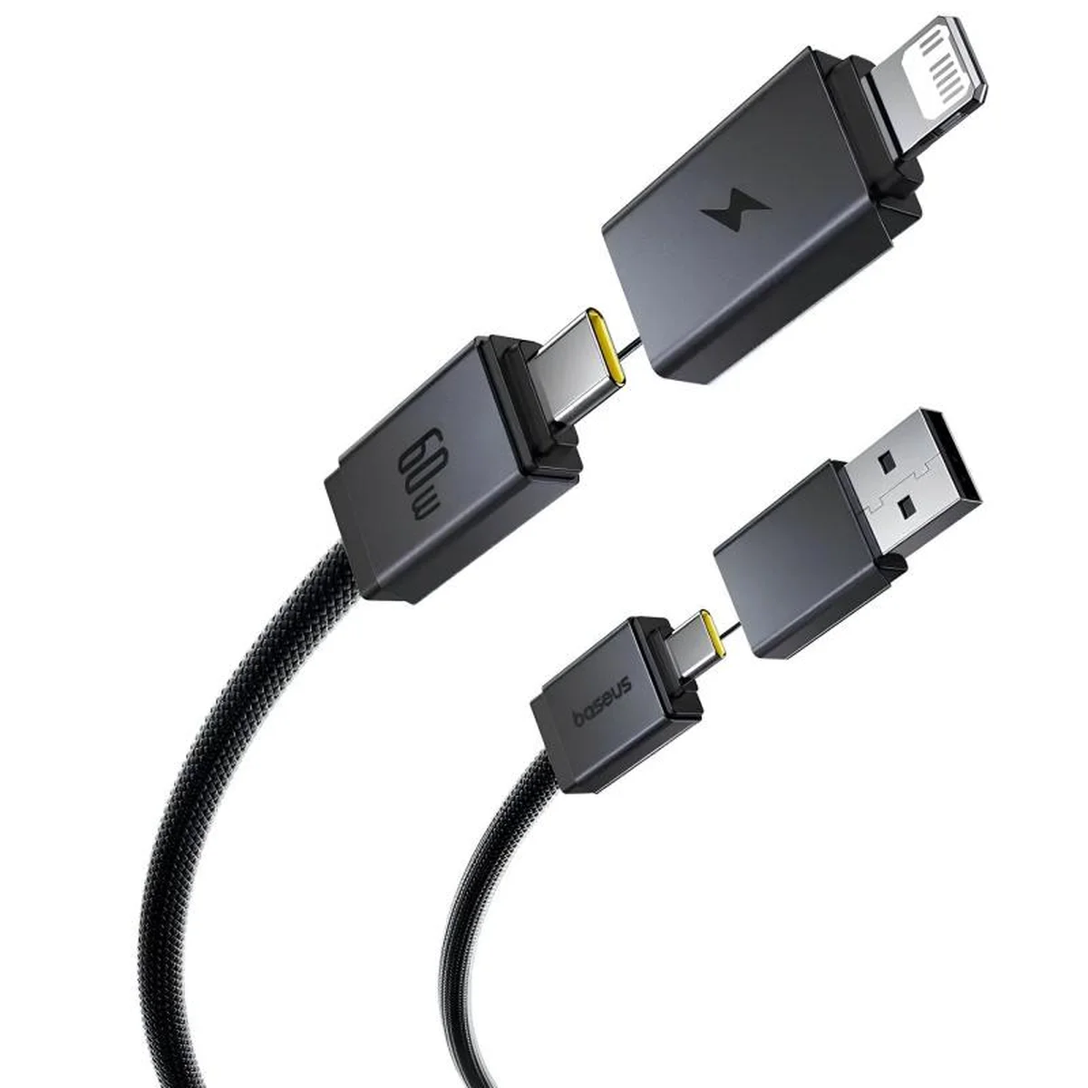 Дата кабель Baseus Versatile Two-for-Two USB/Type-C to Type-C/Lightning 60W (2m) (P10383000) Cluster Black