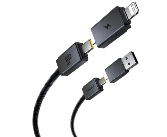 Дата кабель Baseus Versatile Two-for-Two USB/Type-C to Type-C/Lightning 60W (2m) (P10383000) Cluster Black