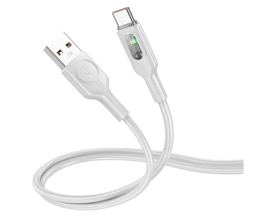 Дата кабель Hoco U120 Transparent explore Intelligent Power-off USB to Type-C 5A (1.2m) Gray