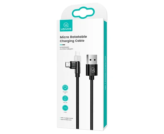 Дата кабель USAMS US-SJ478 U60 Rotatable USB to MicroUSB (1m) Черный