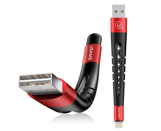 Дата кабель USAMS SJ198 3in1 USB to Lightning (0.12m) (Charging + Holder + Stylus) Червоний