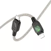 Дата кабель Hoco U124 Stone silicone Power-off Type-C to Lightning Black