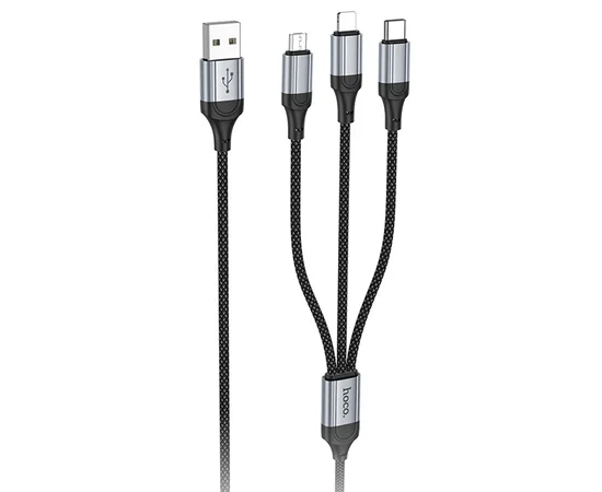 Дата кабель Hoco X102 Fresh 3in1 USB to Lightning + MicroUSB + Type-C (1m) Black
