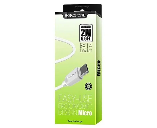 Дата кабель Borofone BX14 USB to MicroUSB (2m) Білий