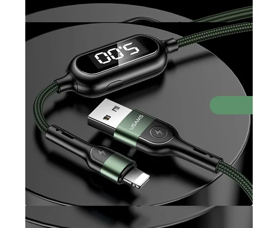 Дата кабель Usams US-SJ423 U48 Digital Display USB to Lightning (1.2m) Зеленый
