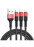 Дата кабель Hoco X26 Xpress 3in1 Lightning -MicroUSB-Type-C (1m) Черный / Красный