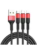 Дата кабель Hoco X26 Xpress 3in1 Lightning -MicroUSB-Type-C (1m) Черный / Красный