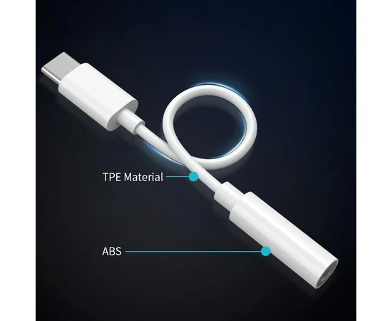 Перехідник Celebrat D8 Type-C - 3.5 AUX Білий