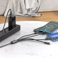 Дата кабель Borofone BX72 USB to 4in1 (Lightning/Lightning/MicroUSB/Type-C) (1m) Чорний