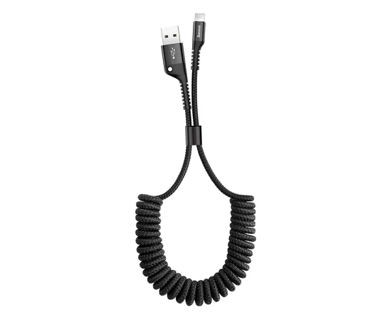 Дата кабель Baseus Fish Eye Spring Data Lightning Cable 2A (1m) Черный