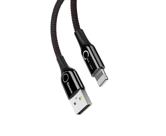 Дата кабель Baseus C-shaped (зі світловим індикатором) USB to Lightning 2.4A (1m) Чорний
