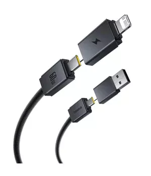 Дата кабель Baseus Versatile Two-for-Two USB/Type-C to Type-C/Lightning 60W (0.6m) (P10383000) Cosmic Black