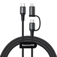 Дата кабель Baseus Twins 2in1 cable Type-C to Type-C 60W (20V/3A) + Lightning 18W (9V/2A) (1m) Черный