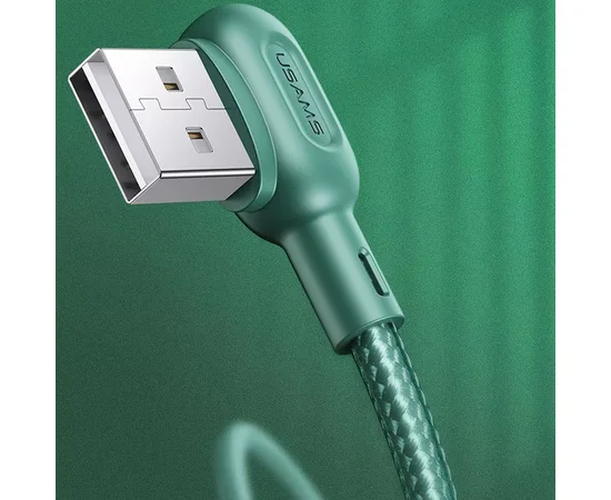Дата кабель USAMS US-SJ455 U57 Lightning Dual Right-angle Cable With Colorful Light (1.2m) Зелений
