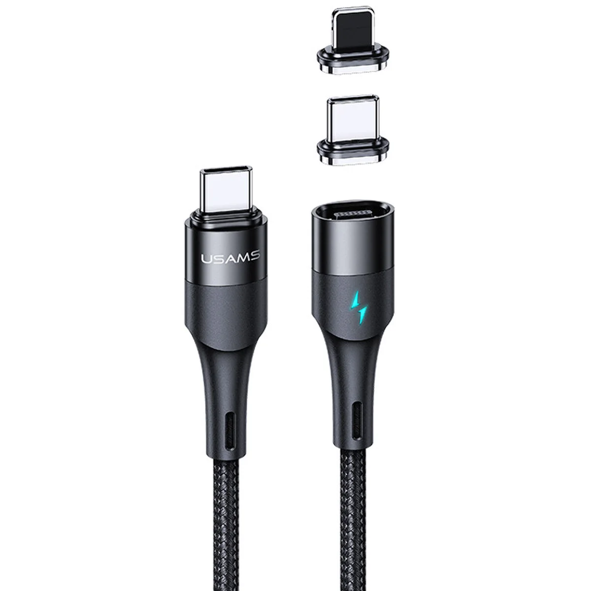 Дата кабель Usams US-SJ495 U66 Magnetic Type-C to Lightning 20W + Type-C 60W (1.2m) Черный