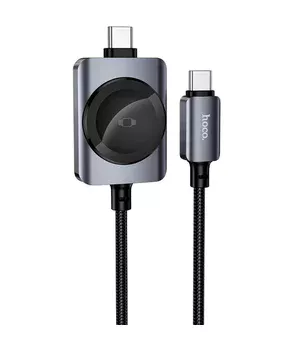Дата кабель Hoco CW66 2in1 Type-C to iWatch/Type-C PD100W (1.2m) Black