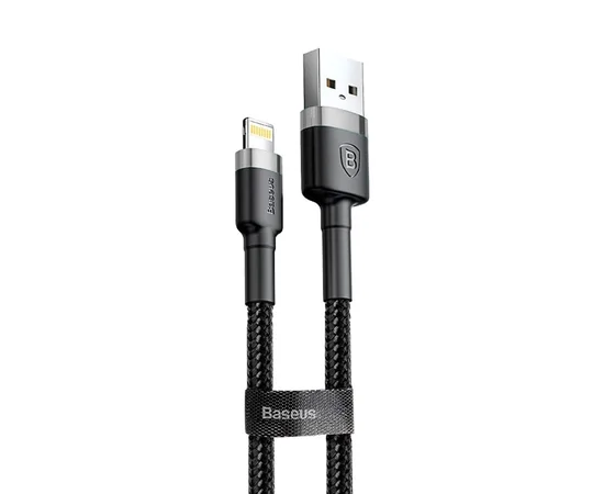 Дата кабель Baseus Cafule Lightning Cable 1.5A (2m) Сірий / Чорний