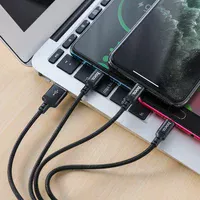 Дата кабель Hoco X14 Times Speed 3in1 (Lightning+Micro USB+Type-C) (1m) Черный