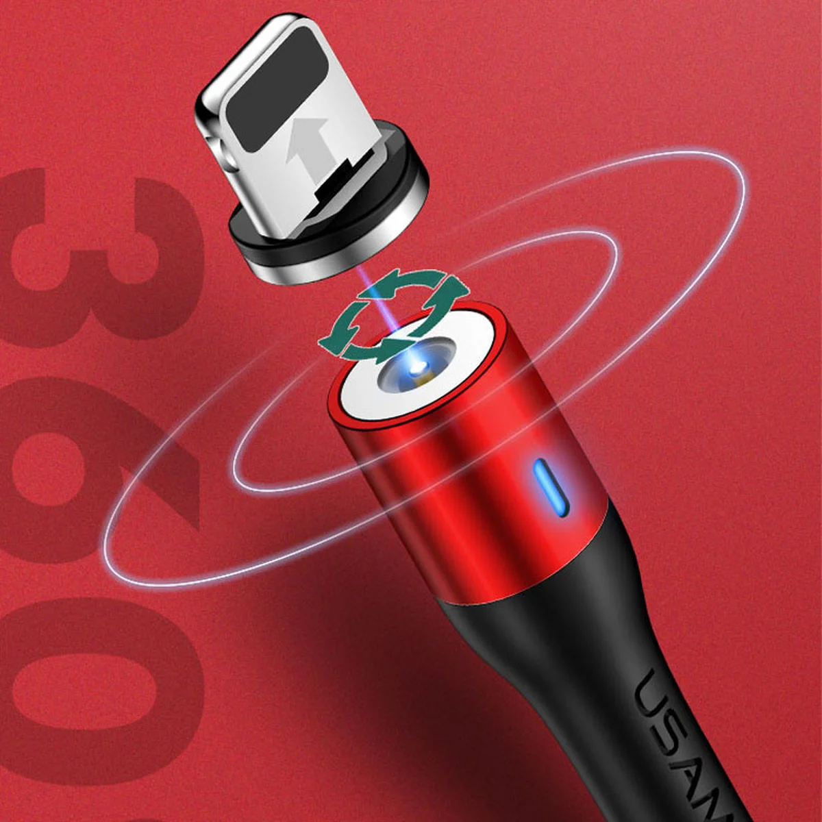 Дата кабель USAMS US-SJ336 U29 Magnetic USB to Lightning (2m) Червоний