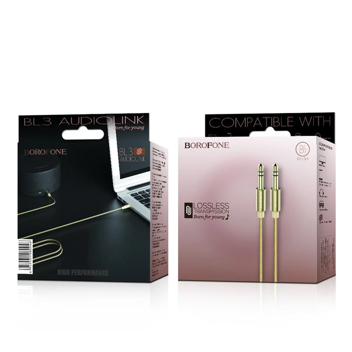 Аудіо кабель Aux Borofone BL3 Audiolink Золотий