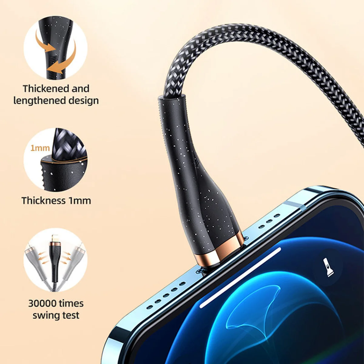 Дата кабель Usams US-SJ487 U64 Aluminum Alloy USB to Lightning 1.2m Чорний