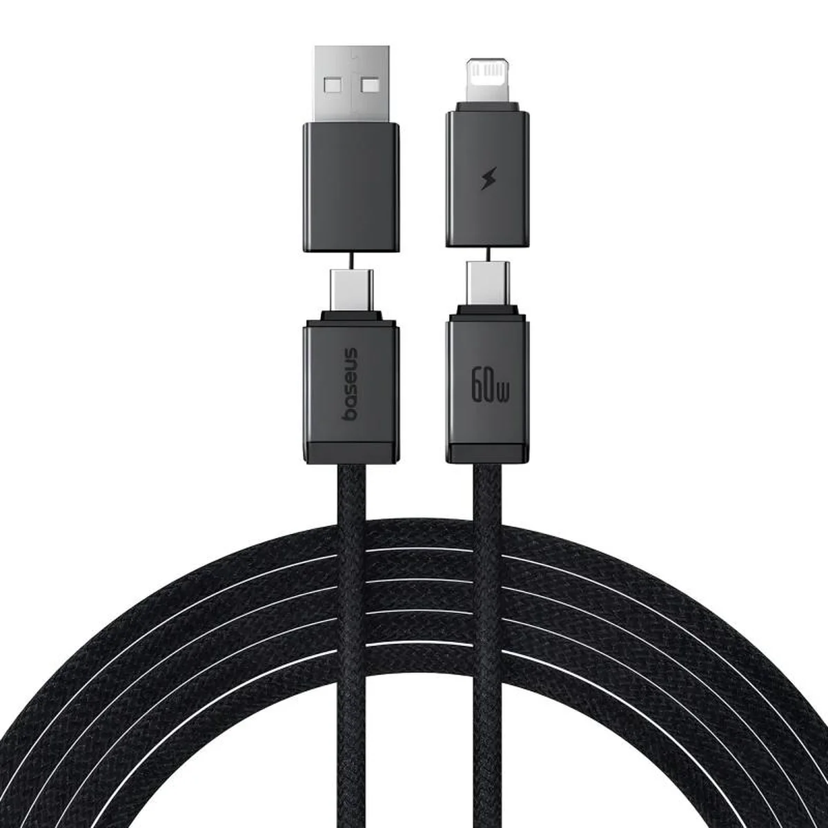 Дата кабель Baseus Versatile Two-for-Two USB/Type-C to Type-C/Lightning 60W (2m) (P10383000) Cluster Black