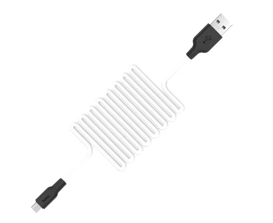 Дата кабель Hoco X21 Plus Silicone MicroUSB Cable (1m) Черный / Белый