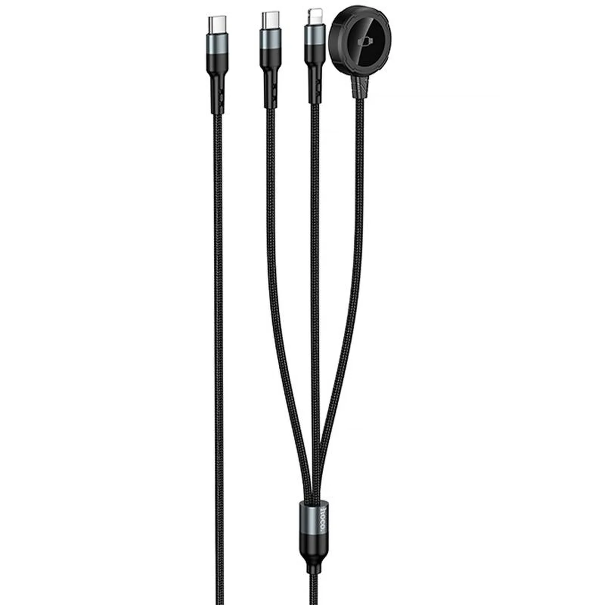 Дата кабель Hoco CW64 3in1 Type-C до iWatch/Lightning/Type-C 15W (1.2m) Black