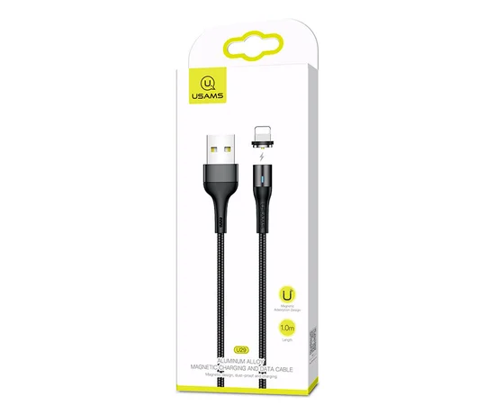 Дата кабель USAMS US-SJ333 U29 Magnetic USB to Lightning (1m) Чорний