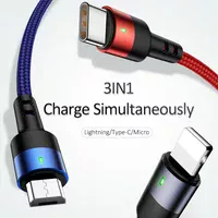 Дата кабель Usams US-SJ412 U26 3in1 USB to Combo 2A (3m) Черный