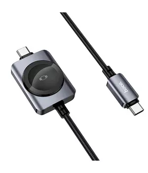 Дата кабель Hoco CW66 2in1 Type-C to iWatch/Type-C PD100W (1.2m) Black
