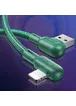 Дата кабель USAMS US-SJ455 U57 Lightning Dual Right-angle Cable With Colorful Light (1.2m) Зелений