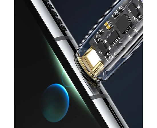 Дата кабель USAMS US-SJ591 Type-C to Type-C PD 100W Transparent Digital Display Cable (2m) Black