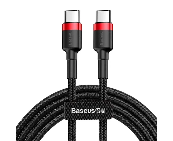 Дата кабель Baseus Cafule Type-C to Type-C Cable PD 2.0 60W (1m) (CATKLF-G) Чорний / Червоний