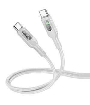 Дата кабель Hoco U120 Transparent explore intelligent power-off PD 60W Type-C to Type-C (1.2m) Gray