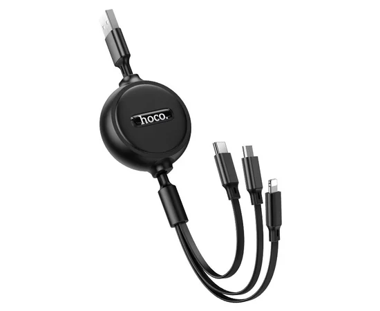 Дата кабель Hoco X75 3in1 Lightning-MicroUSB-Type-C (1m) Black