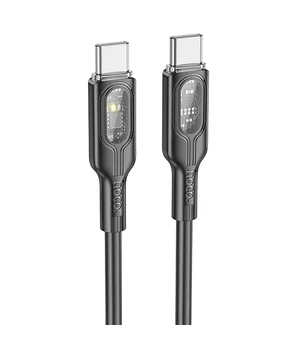 Дата кабель Hoco U120 Transparent explore Intelligent Power-off PD 60W Type-C to Type-C (1.2m) Black