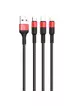 Дата кабель Hoco X26 Xpress 3in1 Lightning -MicroUSB-Type-C (1m) Черный / Красный