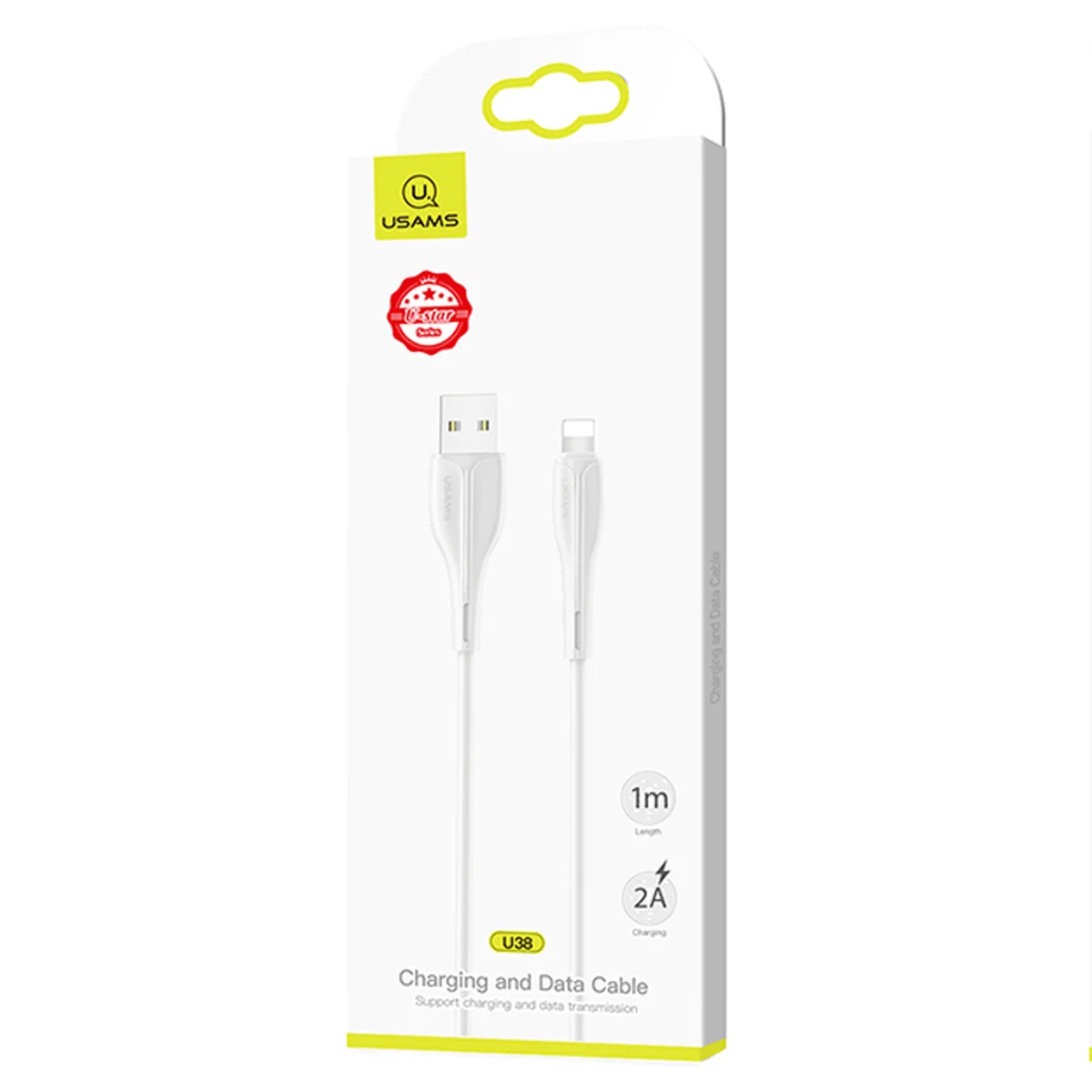 Дата кабель Usams US-SJ371 U-38 USB to Lightning 2A (1m) Белый