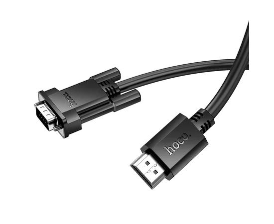Дата кабель Hoco US12 HDTV male to VGA male HD (1m) Black