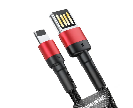 Дата кабель Baseus Cafule Lightning Cable Special Edition 2.4A (1m) (CALKLF) Чорний / Червоний